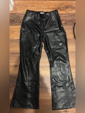 Abercrombie & Fitch Black Faux Leather Boot Cut Pants